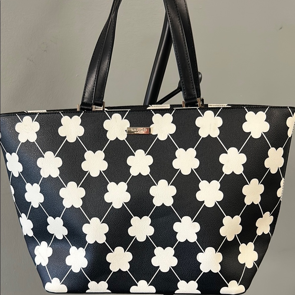 kate spade Black and White Floral Tote Shoulder Bag